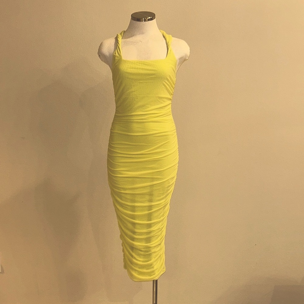 Oh Polly Lime Green Racerback Midi Dress (NEW WITH TAGS)